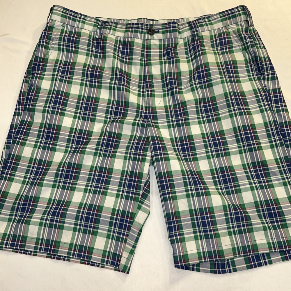 IZOD Golf Shorts Mens 38 Blue Green‎ Plaid Lightweight Performance